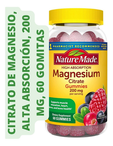 Nature Made Magnesium Citrate Magnesio 200 Mg 60 Gummies