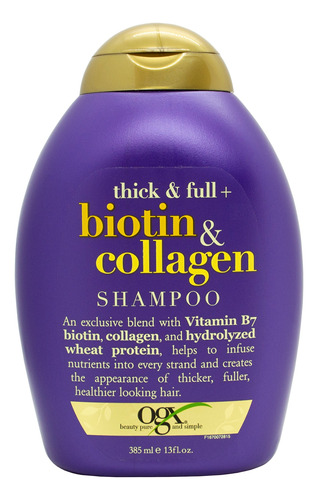Ogx Biotin & Collagen Shampoo Con Colágeno Volumen X 385ml