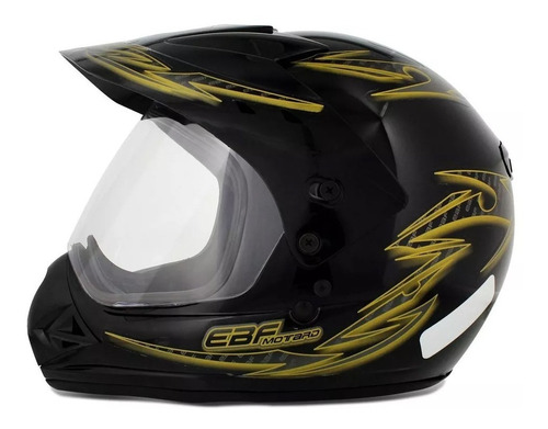 Capacete Esportivo Moto Ebf Motard Street Cross Dourado