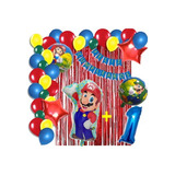 Kit De Globos Super Mario Bross Bouquet + Número Metalizado.