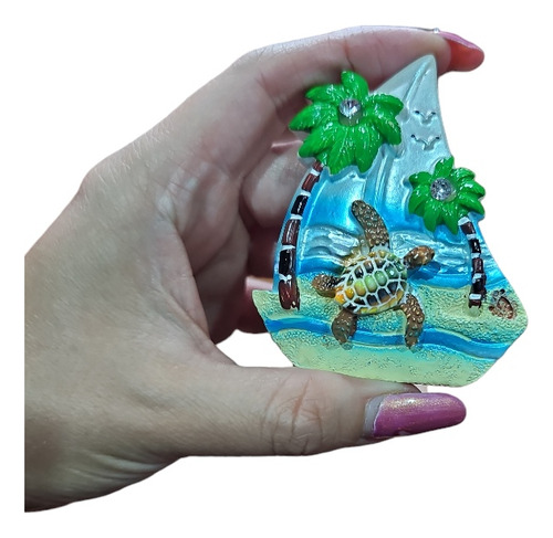 Souvenir Imán Decorativo Caribe Tortuga Y Palmeras