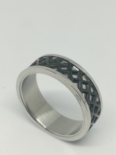 Anillo Hombre Acero Detalle Negro Listo Para Regalo