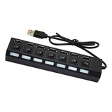 Concentrador De Carga Múltiple Usb 2.0 De 7 Puertos Negro