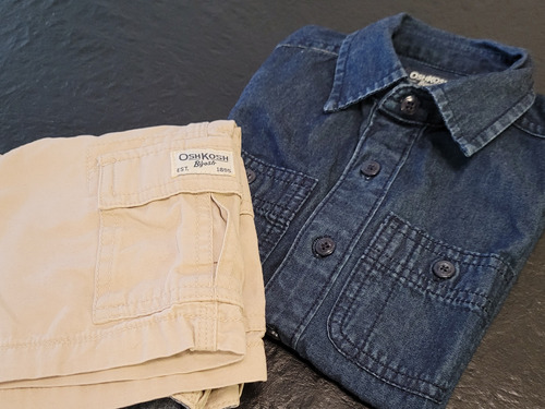 Conjunto Camisa Y Pantalón Oshkosh Para Niños. Importado T5.