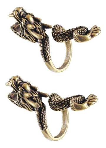 2pcs Anillo Porta Cigarro Metal Ajustable De Dragón