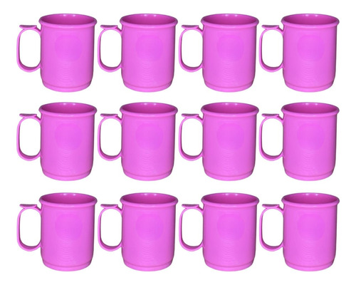 Jarro Mug Plastico X 12 Recto 9 Cm Apoya Dedo Asa Colores