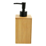Dispenser De Jabon Liquido Cuadrado De Bamboo Color Madera/negro