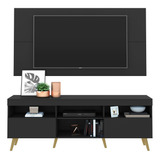 Rack Com Painel Tv 65  Retrô Flórida Multimóveis V3133 Cor Preto/natural