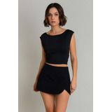 Falda Short Corto Cruzado Fit Ajustado High Street