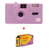 Purple Kodak M35 Camera 135 Film Con 1 Rollo Gold 200 Film