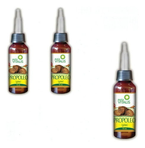 Pack 3 Frascos Propoleo Gotas 15 Ml C/u  Natural Cassuf Sabor Natural A.v