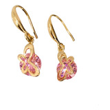 Aretes Mariposa Y Cristal Rosa + Estuche 