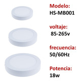 Pack 10 Plafon Foco Led Sobrepuesto Redondo 18w 