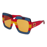 Gucci Gg0178s 002 Oversized Square Rojo Azul Cafe