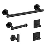 Set De 5 Accesorios De Baño Acero Inoxidable Negro