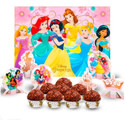 Kit Festa Completo 107 Pçs Decoração Princesas Disney Festa
