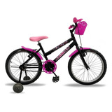 Bicicleta Infantil Feminina Com Rodinha Aro 20 Bella 2023 Cor Preto