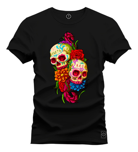Camiseta Plus Size Unissex   Estampada Caveira Mexicana