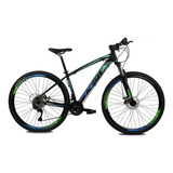 Bicicleta Aro 29 Ksw Alivio 1.0 27v Hidraulico - Trava - K7 Cor Verde/azul Tamanho Do Quadro 21