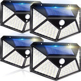 Kit X4 Lámparas Reflectores Led Solar 100w Panel Exteriores