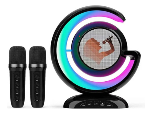 Parlante Karaoke Bluetooth Luz Colorida Micrófono Dual