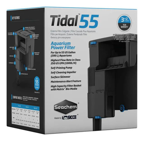 Filtro Hang On Seachem Tidal 55 Para Aquários Até 200l -110v