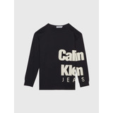 Playera Negra Maga Larga Con Diseño Calvin Klein De Niño