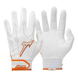 Guanteletas Beisbol Mizuno Covert Blanco Naranja Adulto