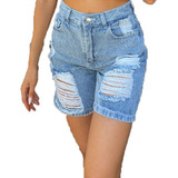 Short Mujer Jean Mom Bermuda Rigida Relax Dama Tiro Alto