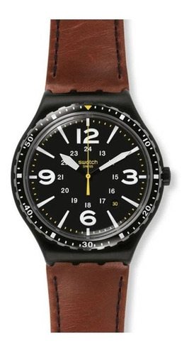 Reloj Swatch Special Unit Ywb402c Hombre Acero Cuero Marron