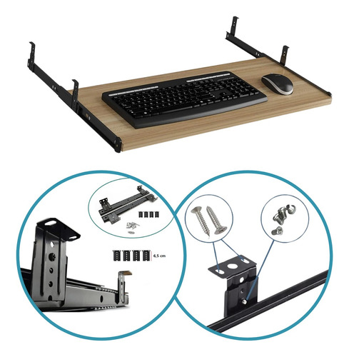 Kit Corrediça Telescópica Teclado Regpt Prateleira Md 65x30