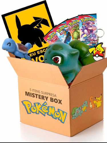 Kit Surpresa Caixa Misteriosa Pokemon Com Pelúcia