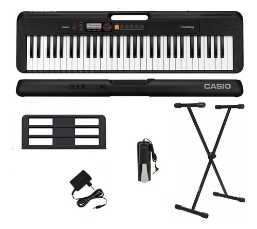 Kit Teclado Casio Casiotone Ct-s200 61 Teclas Preto