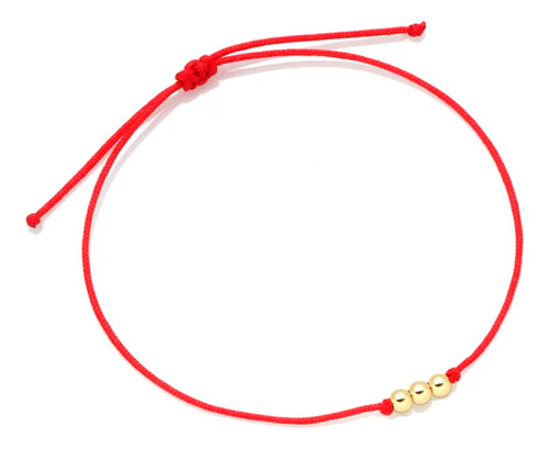 Pulsera Hilo-rojo Tres Oros Balines De 18kilates Garantizado