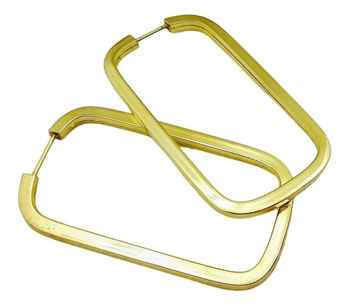 Brinco Argola Retangular Fio 1,50mm Ouro 18k-750 Amandagold 