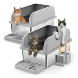 Arenero Acero Inox. Gatos Grande 8  Con Tapa