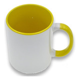 Taza Blanca Tlp 11oz Fondo Y Asa De Color Para Sublimación Color Amarillo