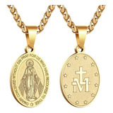 Collar De Virgen María Hombre Medalla Milagrosa Inoxidable