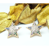 Aretes Oro 18k Pendientes Diamante Estrella Mujer Mar Lujo