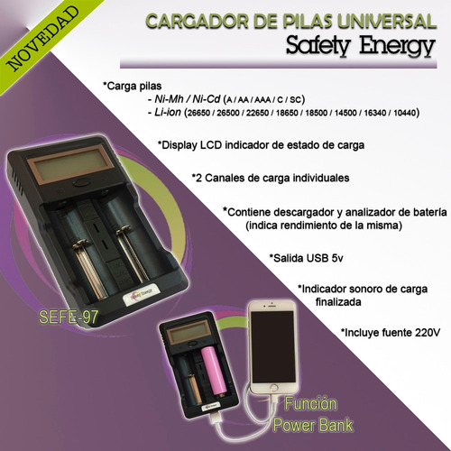 Cargador De Pilas Universal Safety Sefe-97