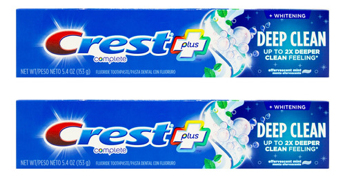 Crest Plus Kit X2 Pasta Dental Deep Clean Fluor Menta 