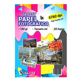 Resma Papel Fotografico 180 G A4 Glossy Brillante X 20 Hojas