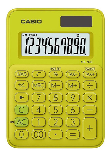 Calculadora De Mesa Casio Mini 10 Dígitos, Verde Limão