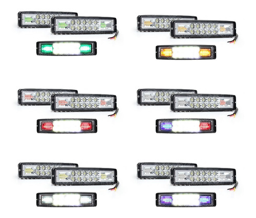 Par Faros Barra 16 Led Blanco Con Estrobo Lateral 4x4