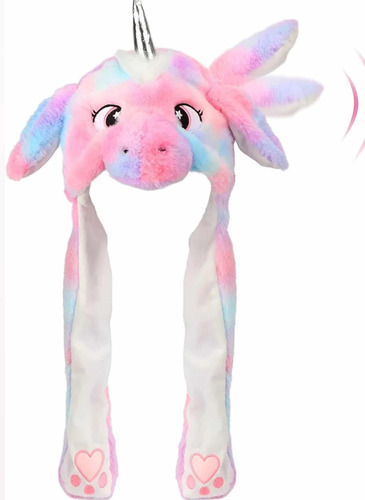 Sombrero Gorro Peluche Luminoso Orejas Movíles Unicornio