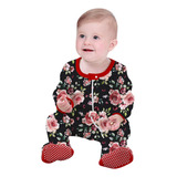 Pijama Macacão Com Estampa Floral Para Meninos E Meninas [u]