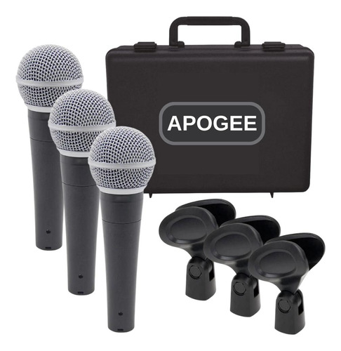 Kit 3 Microfonos Apogee U58 Dinamicos Cardiode + 3 Pipetas P