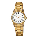 Reloj Casio  Ltpv002 7b Mujer Ext Acero Dorado Fechador Full