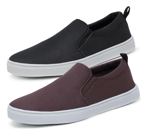 Kit 2 Pares De Tênis Iate Masculino Slip On Sapatênis Casual