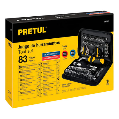 Juego Dados Llaves Puntas Allen Con 83 Piezas Pretul Set-85 Color Cromado | Envío gratis